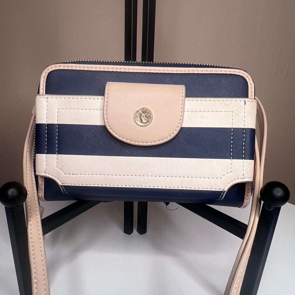 Spartina 449 Blonde Stripe Phone Crossbody Wallet Navy Cream Pink Purse